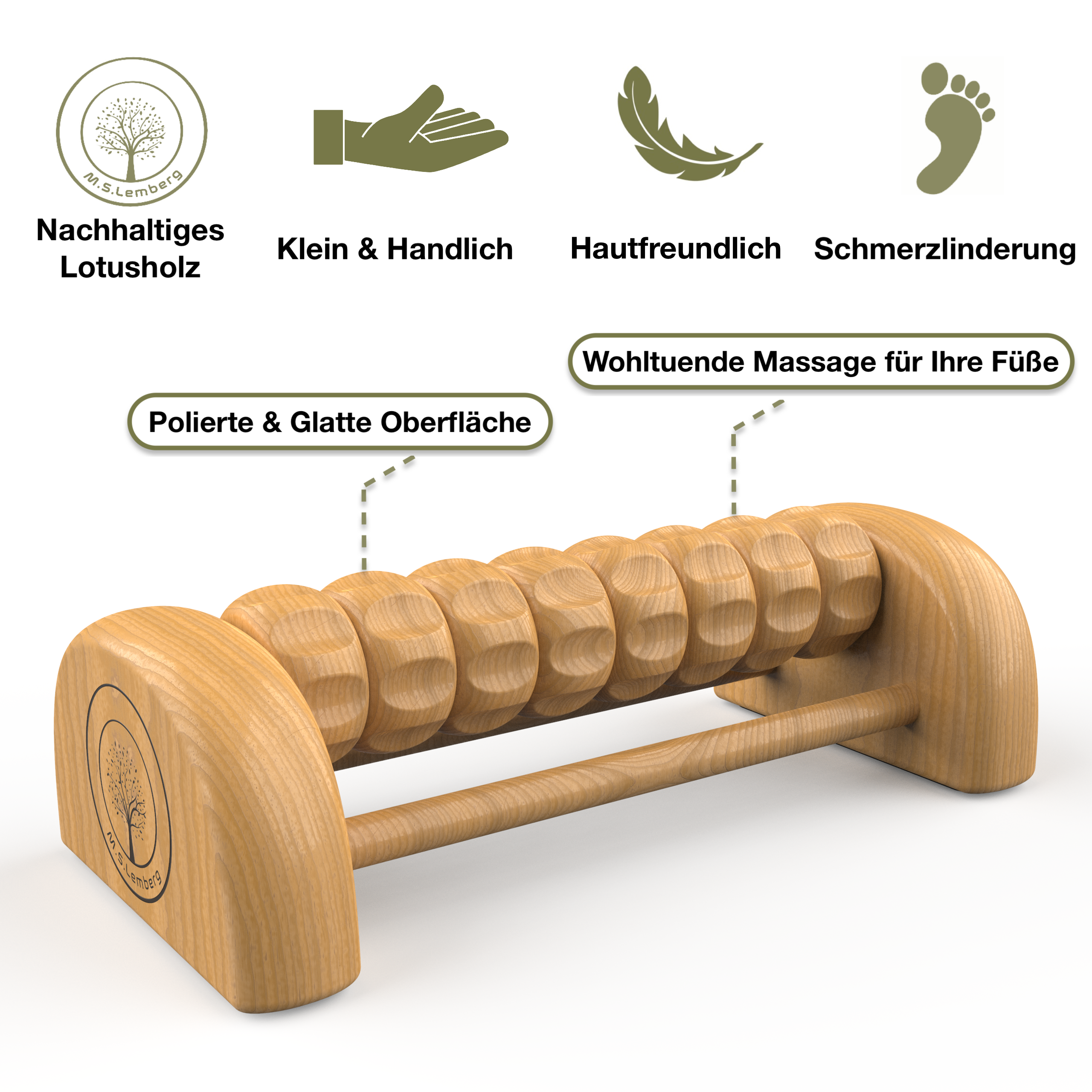 Fußmassagegerät - Fußroller aus Holz